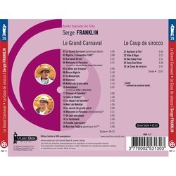 Le Grand Carnaval / Le Coup de Sirocco Soundtrack (Serge Franklin) - CD Achterzijde