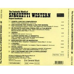 The Fantastic World of Spaghetti Westerns Soundtrack (Francesco De Masi, Antn Garca Abril, Ennio Morricone, Riz Ortolani, Piero Piccioni, Armando Trovaioli) - CD Achterzijde